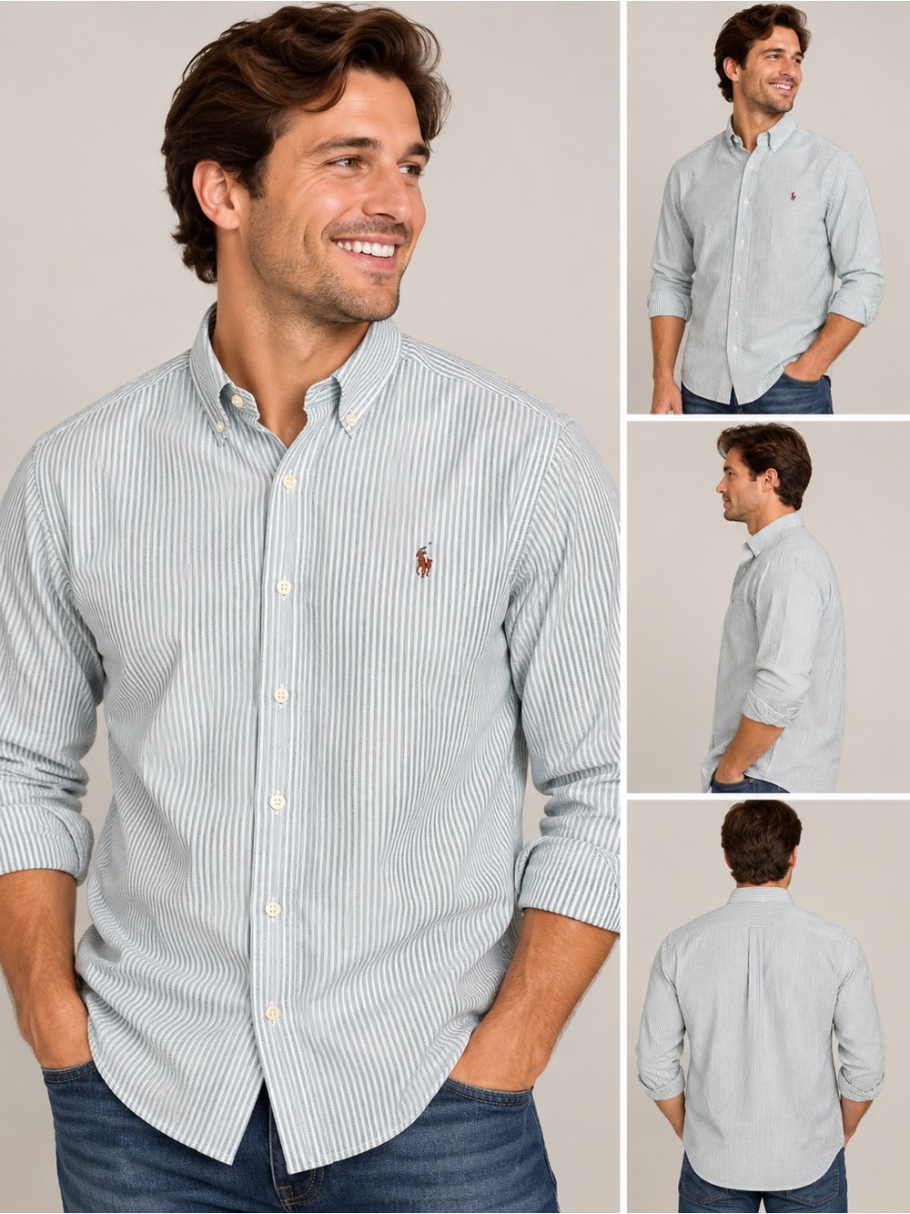 Polo Ralph Lauren Men’s Large Classic Fit Striped Button Down Shirt Pony Logo